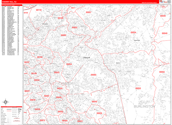 Cherry Hill Zip Code Wall Map